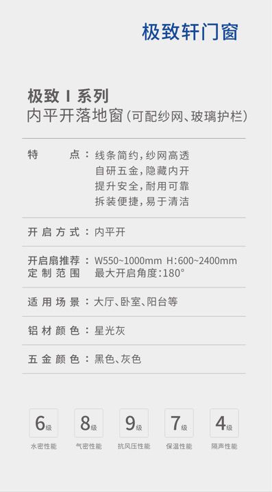 極致I系列內(nèi)平開落地窗（可配紗網(wǎng) 玻璃護(hù)欄）